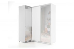 Шкаф-купе -PRIME CORNER Угловой с зеркалом ОРС12-6.Z (1806*1205*2300мм), Белый шелк.