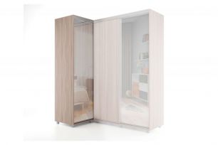 Шкаф-купе -PRIME CORNER Угловой с зеркалом ОРС12-6.Z (1806*1205*2300мм), Ясень шимо светлый/белый шелк
