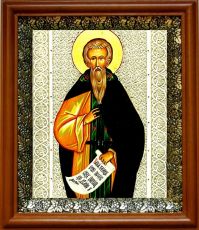 Икона Григорий Синаит в киоте с басмой Виноградная Лоза (UV-печать)(30276)