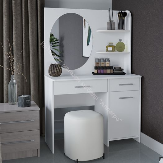 Стол туалетный «Эвита» Белый/Белый глянец
