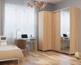 Шкаф-купе -PRIME CORNER Угловой ОРС12-6.D (1806*1205*2300мм), Дуб сонома/Белый шелк