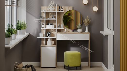 Стол туалетный «Голден» Дуб Сонома, Белый