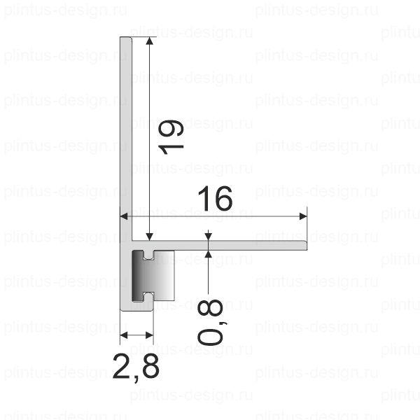L-образный щелевой плинтус ФЕСО серебро анодированный