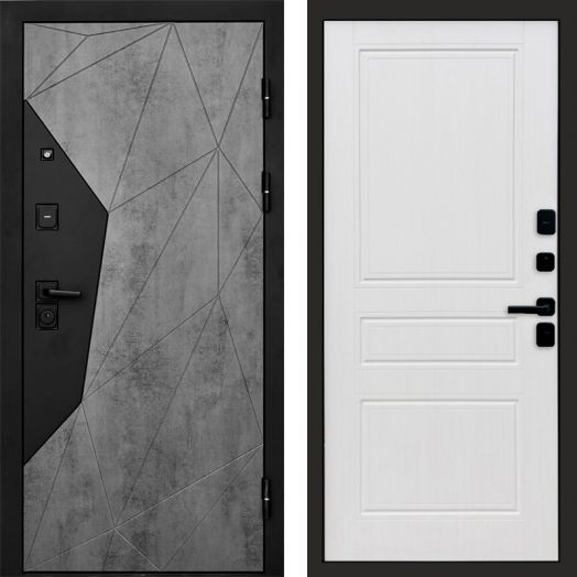 Входная дверь Termo-door Авангард Бетон - Классика Белое дерево