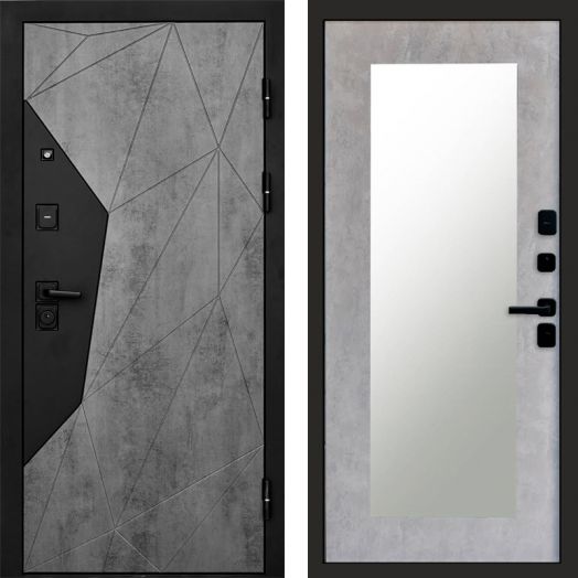 Входная дверь Termo-door Авангард Бетон - Зеркало триумф Бетон светлый