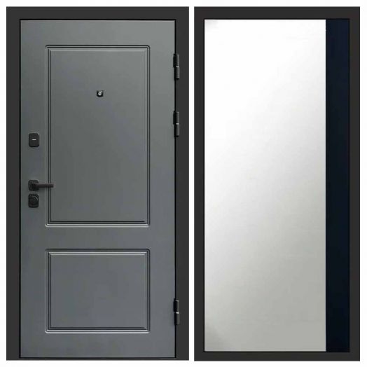 Входная дверь Termo-door Верона Грей - Широкое Зеркало Фацет Черный кварц