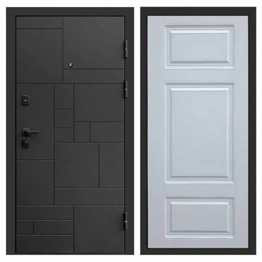 Входная дверь Termo-door Квадро Black - Лион Белый софт