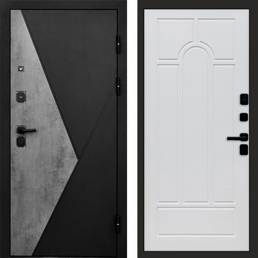 Входная дверь Termo-door Матрикс Бетон - Арка Белое дерево