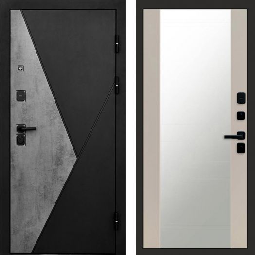 Входная дверь Termo-door Матрикс Бетон - Зеркало Слоновая кость