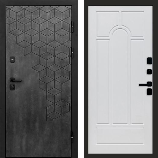 Входная дверь Termo-door Спейс Бетон патина - Арка Белое дерево