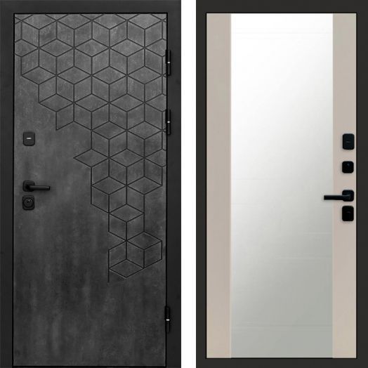 Входная дверь Termo-door Спейс Бетон патина - Зеркало Слоновая кость