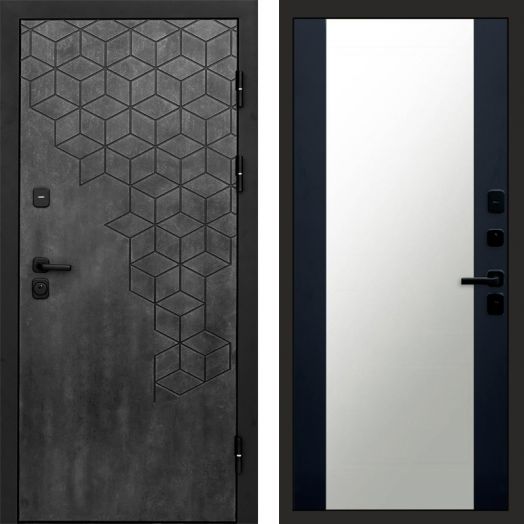 Входная дверь Termo-door Спейс Бетон патина - Зеркало Черный кварц+тонировка