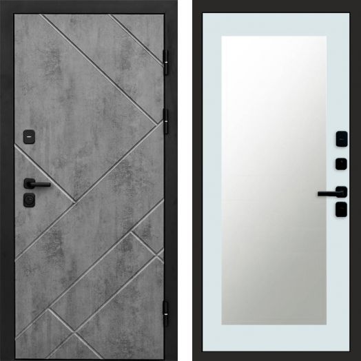 Входная дверь Termo-door Стоун Бетон - Зеркало триумф Белый софт
