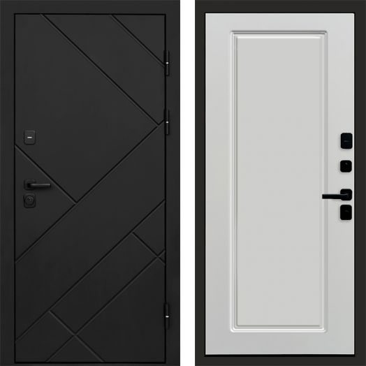 Входная дверь Termo-door Стоун Black - Гранд Белый софт