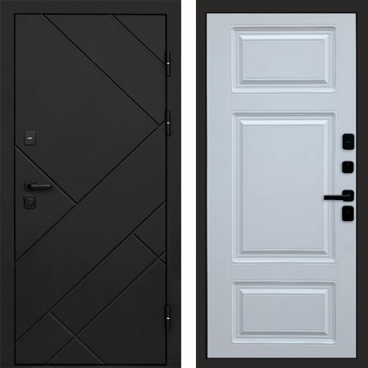 Входная дверь Termo-door Стоун Black - Лион Белый софт