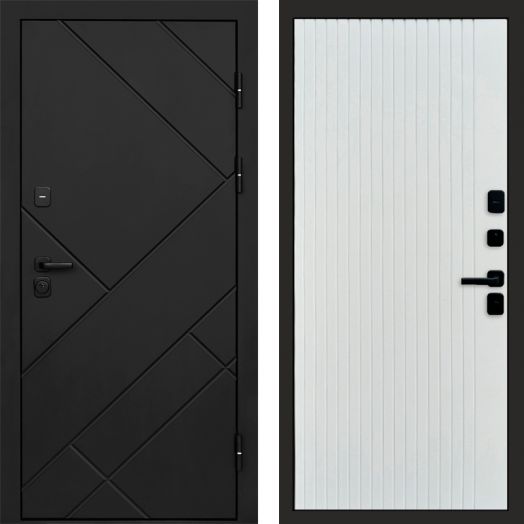 Входная дверь Termo-door Стоун Black - FLAT Белый софт