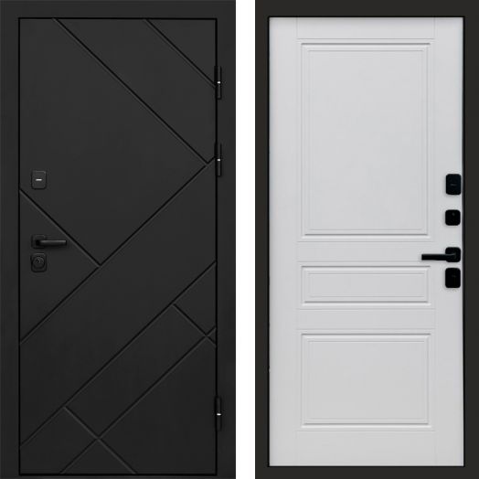 Входная дверь Termo-door Стоун Black - Классик Белый софт