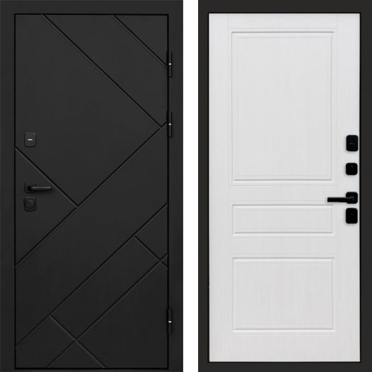 Входная дверь Termo-door Стоун Black - Классика Белое дерево