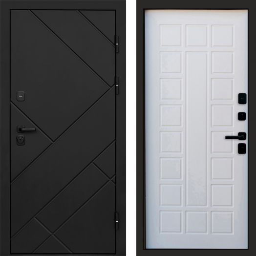 Входная дверь Termo-door Стоун Black - Престиж Белое дерево