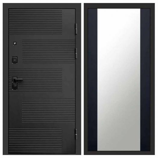 Входная дверь Termo-door Фаворит Black - Зеркало Черный кварц+тонировка