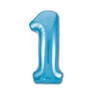 Цифра "1" фольгированная (40/102) Slim холодный голубой