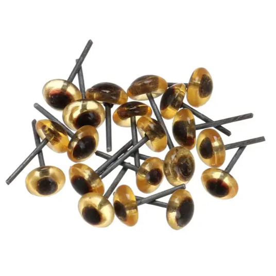 Глазки стеклянные для игрушек, установочные цвет коньячный (коричневый)/ черный 2 пары в упаковке Разные диаметры (BPS.BR)