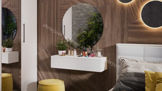 Стол с зеркалом «Diamond» тип 2 Дуб Сонома, Белый Ясень