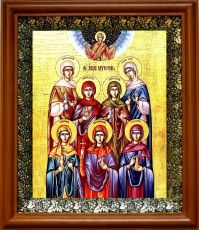 Икона Жены Мироносицы в киоте с басмой Виноградная Лоза (UV-печать)(30391)