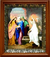 Икона Жены Мироносицы в киоте с басмой Виноградная Лоза (UV-печать)(30393)