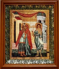 Икона Зачатие Иоанна Предтечи в киоте с басмой Виноградная Лоза (UV-печать)(30399)