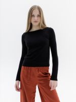 Лонгслив из мериноса черный