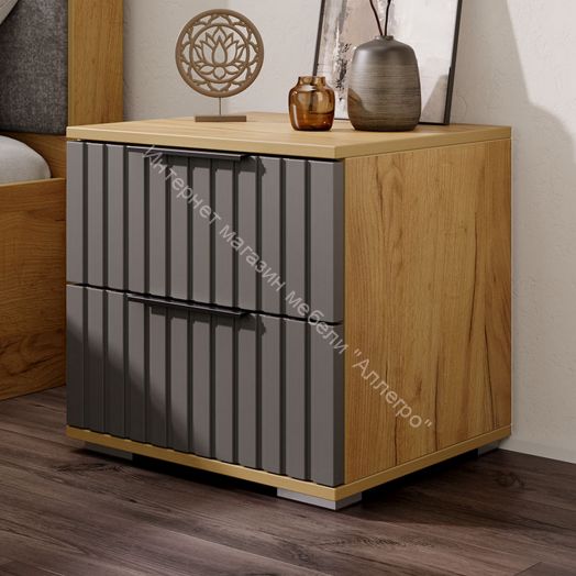 Тумба прикроватная «Хилтон» - 402.001.000 Дуб Крафт золотой,Графит матовый