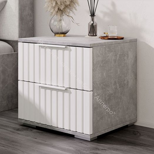 Тумба прикроватная «Хилтон» - 402.001.000 Ателье светлый, Белый матовый