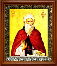 Икона Иоанн Лествичник в киоте с басмой Виноградная Лоза (UV-печать)(30443)