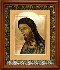 Икона Иоанн Предтеча в киоте с басмой Виноградная Лоза (UV-печать)(30447)