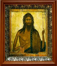 Икона Иоанн Предтеча в киоте с басмой Виноградная Лоза (UV-печать)(30450)