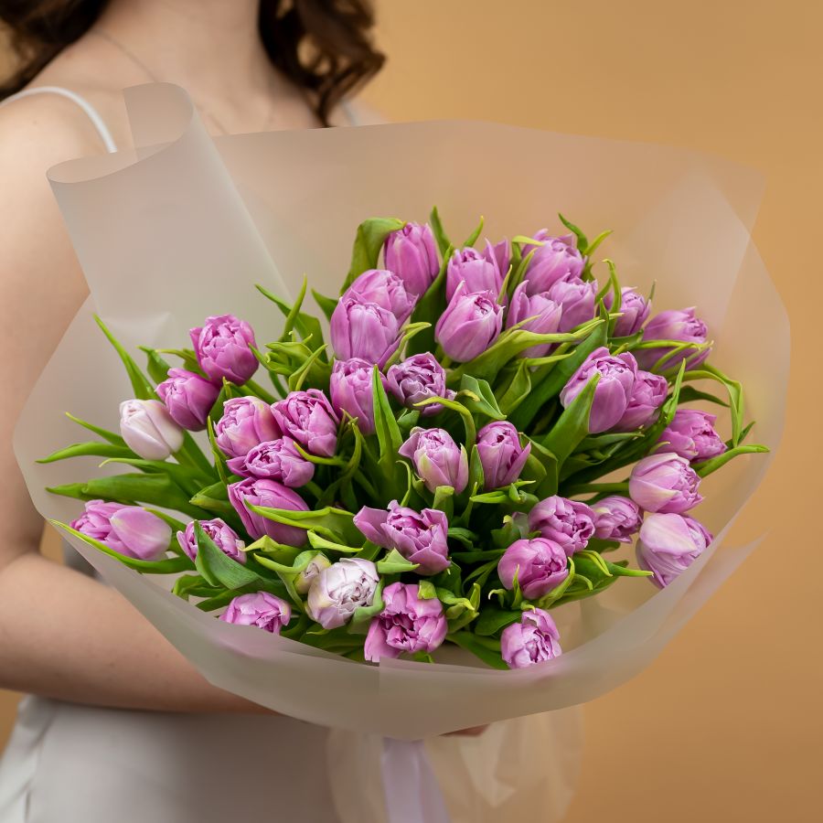 Тюльпаны сиреневые пионовидные от 15шт
