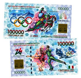100 000 lire (лиры) — XXV Зимние олимпийские игры 2026 в Милане и Кортине. Италия. (Italy Milano-Cortina) Oz Msh