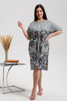 9256 Халат женский [листья хаки полоса]