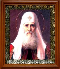 Икона Иов Московский в киоте с басмой Виноградная Лоза (UV-печать)(30472)