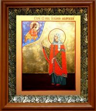 Икона Иулиания Лазаревская в киоте с басмой Виноградная Лоза (UV-печать)(30495)