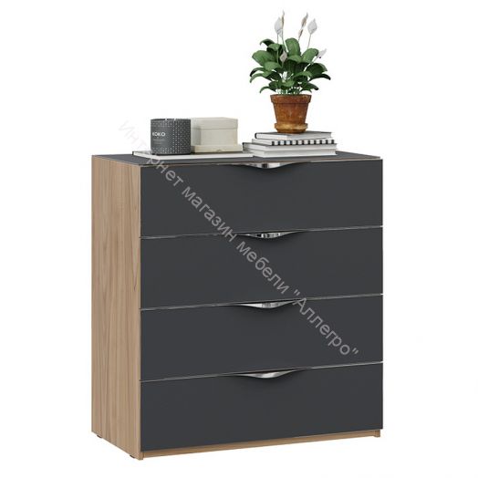 Комод «Глосс» (Яблоня Беллуно/Стекло графит матовый)