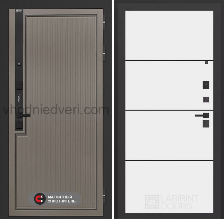 Входная дверь Лабиринт Лаб 1 Про - 25 Белый софт (черная вставка)