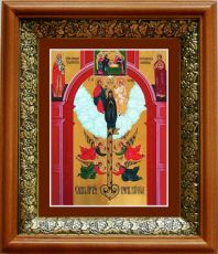 Икона Ключ Разумения в киоте с басмой Виноградная Лоза (UV-печать)(33095)