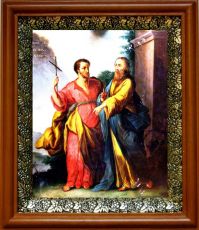 Икона Косьма и Дамиан в киоте с басмой Виноградная Лоза (UV-печать)(30539)