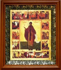 Икона Ксения Миласская в киоте с басмой Виноградная Лоза (UV-печать)(30546)