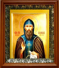 Икона Кукша Печерский в киоте с басмой Виноградная Лоза (UV-печать)(30548)