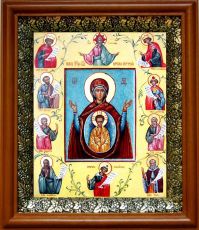 Курская-Коренная икона Божьей Матери в киоте с басмой Виноградная Лоза (UV-печать)(30551)
