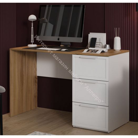 Стол письменный «Стелла» Тип 1 - 402.12 Белый холст, Белый Жемчуг, Яблоня Беллуно