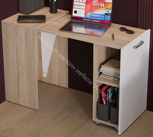 Стол письменный Тип 1 «Бостон» Дуб Сонома, Белый Ясень